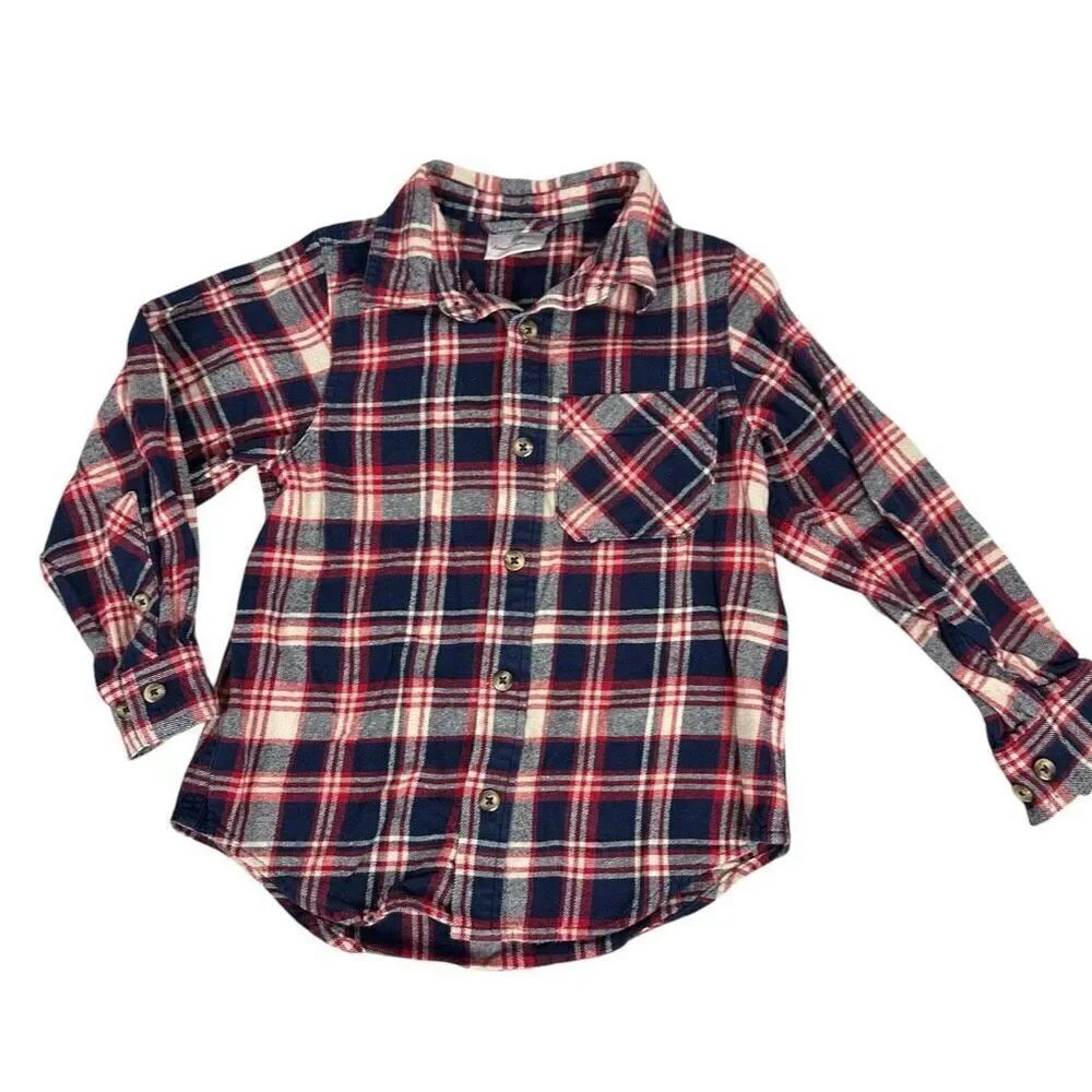 Hanna Andersson Blue Red Flannel Shirt 120 6/7